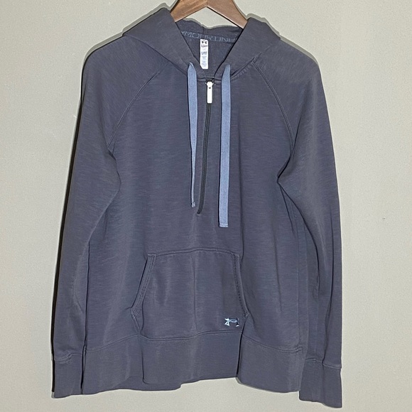 Under Armour Storm cold gear grey kangaroo pocket 3/4 zip cinch hood pullover XL - Picture 1 of 7